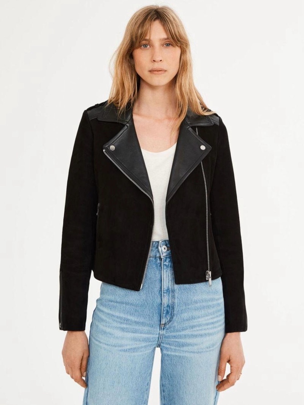 Claudie Pierlot Black Suede & Leather Jacket